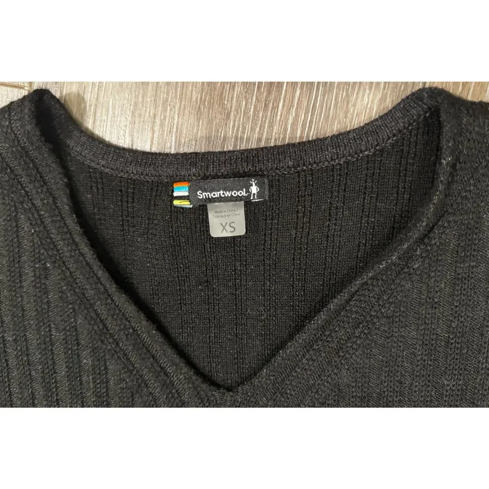 SMARTWOOL Womens Shadow Pine V-Neck Rib/Ribbed Sweater Size XS - Picture 2 of 4
